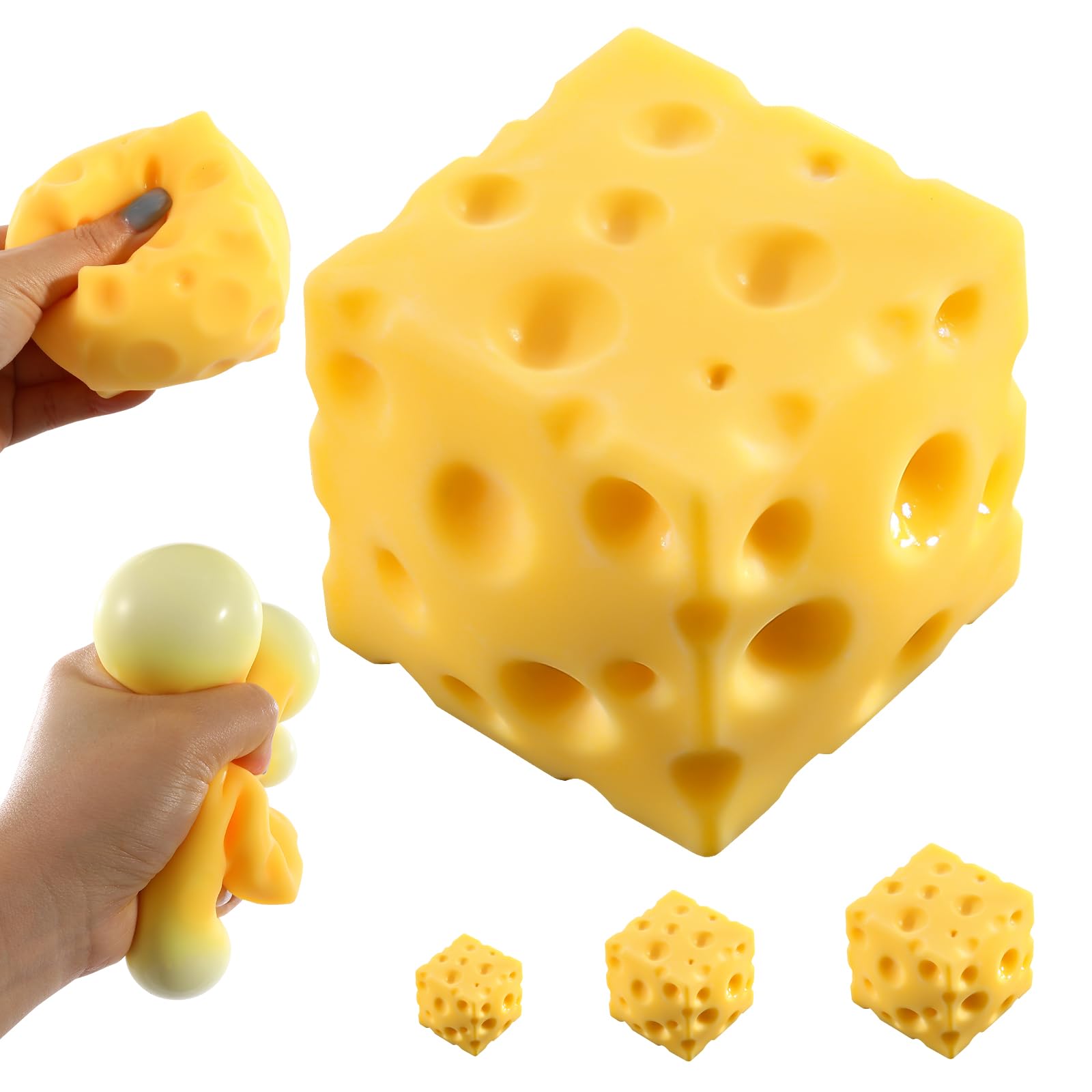 Cheese Squishy (6cm),Cheese Block Squeeze Toy,Squishies Stress Relief Fidget Toy,Stocking Stuffer Novelty Gifts for Birthday (2.4 inch)