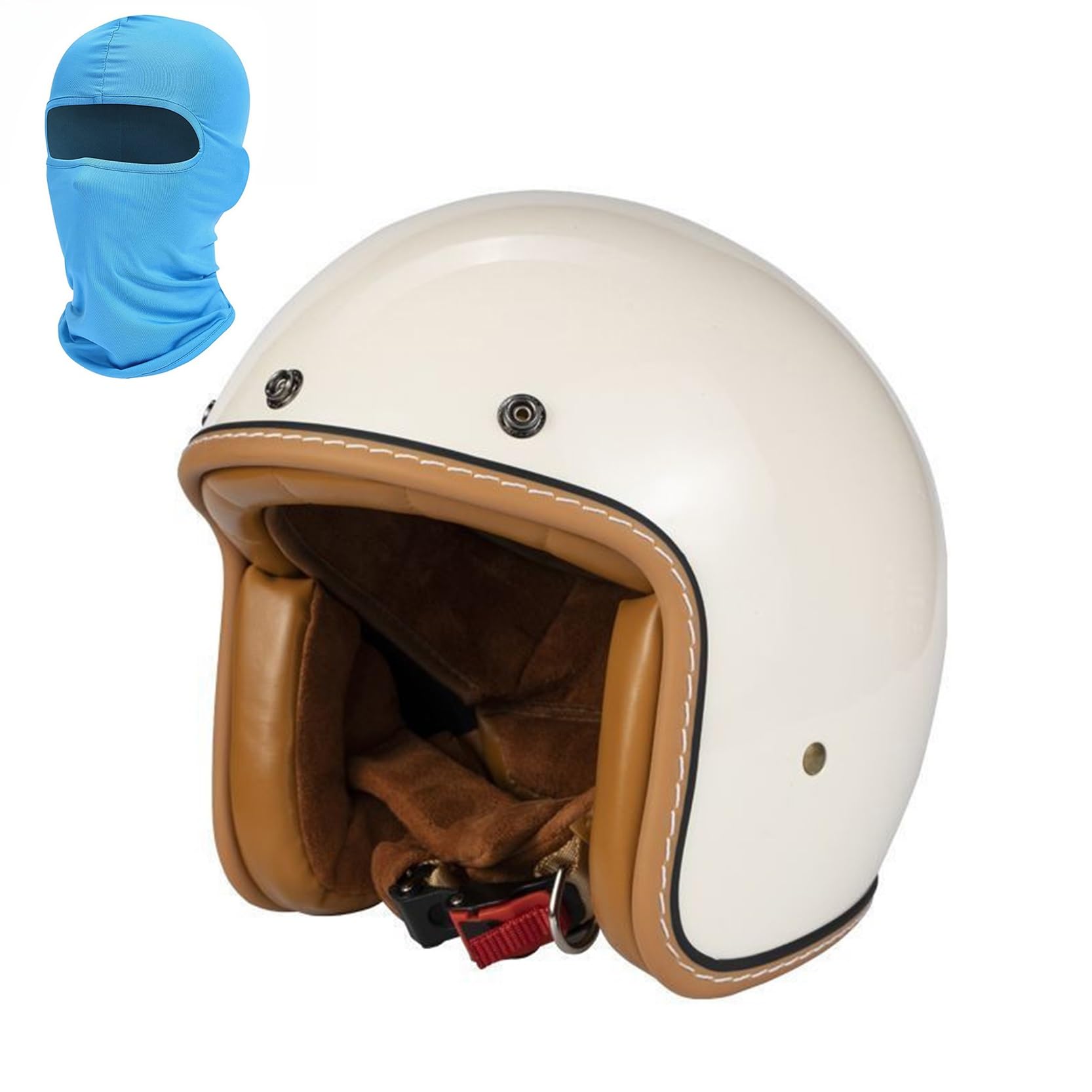Casco Jet for Motocicleta, Retro, Abierto 3/4 con Gafas y Visera, homologado por ECE/Dot, Forro Interior extraíble, Carcasa de ABS y Capa de protección EPS combinada