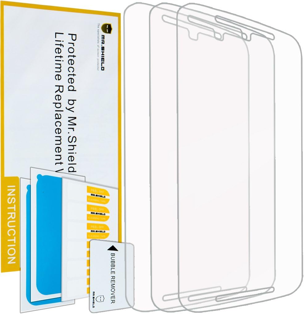Mr.Shield Designed For Motorola Moto G2 / Moto G (2nd Generation) Premium Clear Screen Protector [3-PACK] with Lifetime Replacement