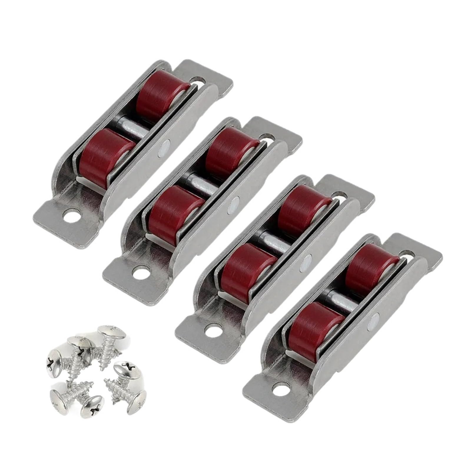 Galet Porte Coulissante Poulie de porte coulissante en acier et plastique, type U, ultra silencieuse, 4 pièces, type 88, double roue plate/concave(Flat Wheel 88type)