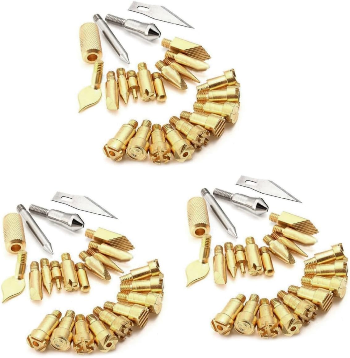 Lurrose 3sets Copper Soldering Iron Tips 23 Varieties for Pyrography Leather and Wood Crafting 23pcs*3