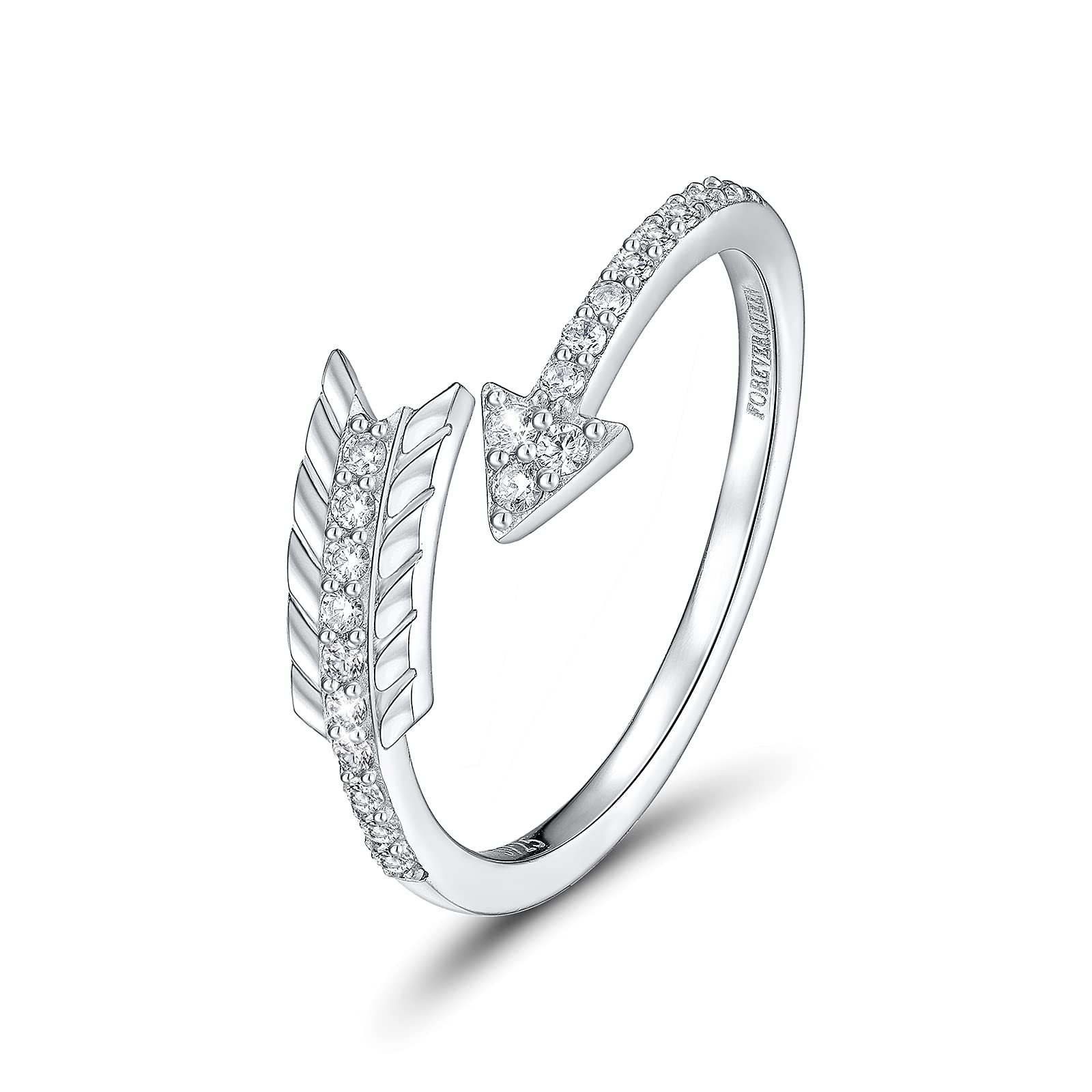 FOREVER QUEEN Arrow Rings 925 Sterling Silver Adjustable Finger Ring for Women Girls