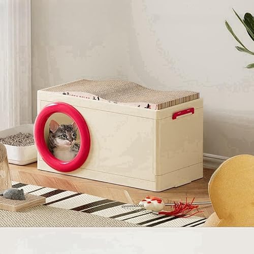 猫 ハウス ペットハウス 猫爪とぎダンボール付き キャットハウス ペット用収納ボックス 猫用おもちゃ収納ケース 2段式 透明窓付き収納棚 収納ボックス 2点/3点セット 猫の缶詰収納 ペット用品 猫用 つめとぎ ダンボールハウス 猫ベッド 猫ソファー経済