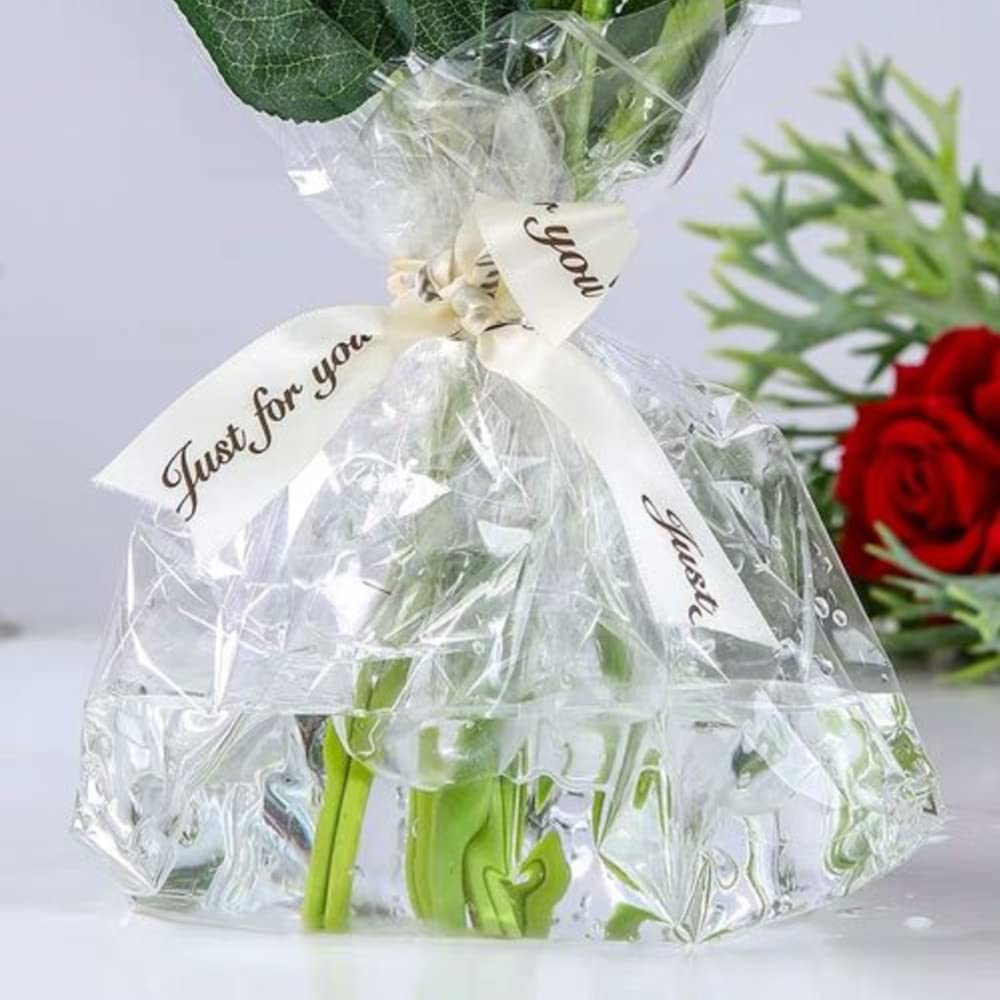 Fogli Cellophane Trasparenti LALAGO Per Regali - 30 Pezzi Con Nastri, Perfetti Per Cesti E Bouquet