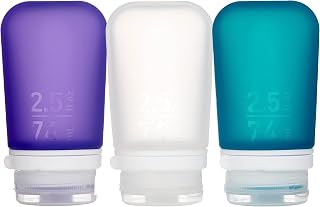 HumanGear GoToob+Travel Storage Container 3-Pack Medium (2.5 fl.oz; 74ml), Clear, International Carry-On (Model: HG3186)