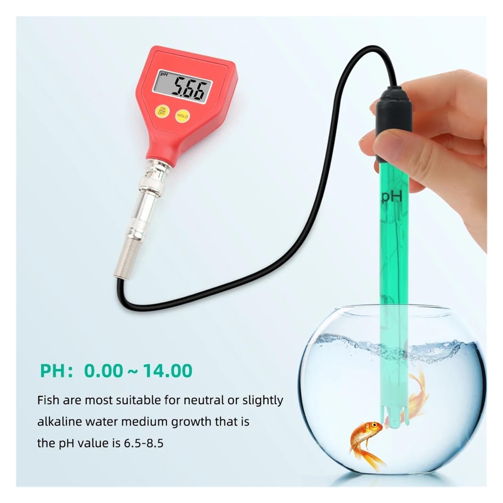 Medidor digital de pH PH-98105, analizador alta precisión, probador ATC for acuarios, hidroponía y laboratorios,Monitoreo preciso