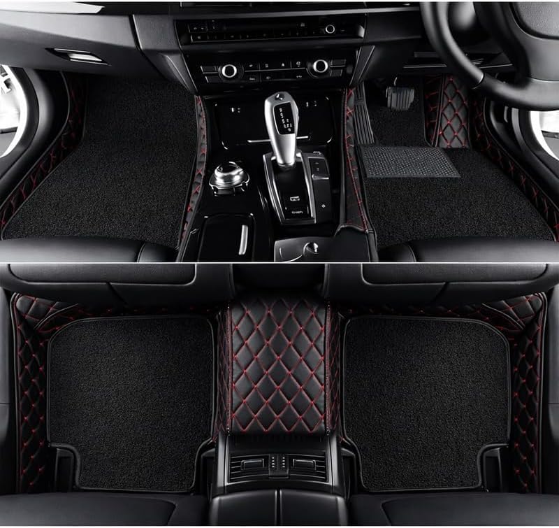 Premium 7D car mat Full Set for Tata Altroz (Model : 2020-2025) Luxury Leather Double Car Floor Mat Complete Set || 100% Waterproof and Washable Color : Black-Red (Design-1)