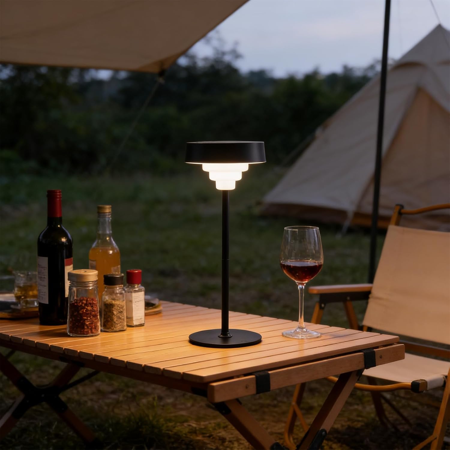 Cordless Table Lamp, 5400mAh Battery Operated Lamps, Battery Level Display, LED Memory Function, Rechargeable Table Lmap, Suitable for Restaurant, Bedroom, Cafe, and Home(Black)