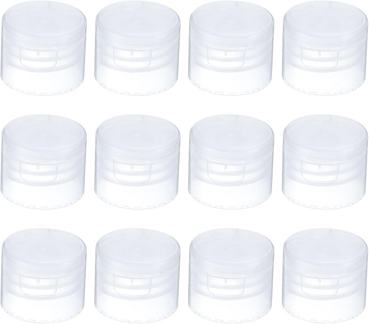 28/410 Replacement Flip Caps, 12Pcs Inner Dia 1.1" Plastic Reusable Non-Spill Bottle Lid for Paint Dispensing Squeeze Shampoo Drinking Bottles, Clear