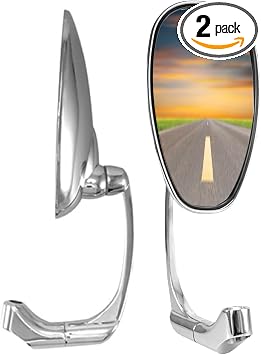 Motorcycle Chrome Handlebar Rearview Mirrors - Heavy Duty Aluminum Handle Bar Side Rear View Mirrors for Motorcycle and E-Bikes