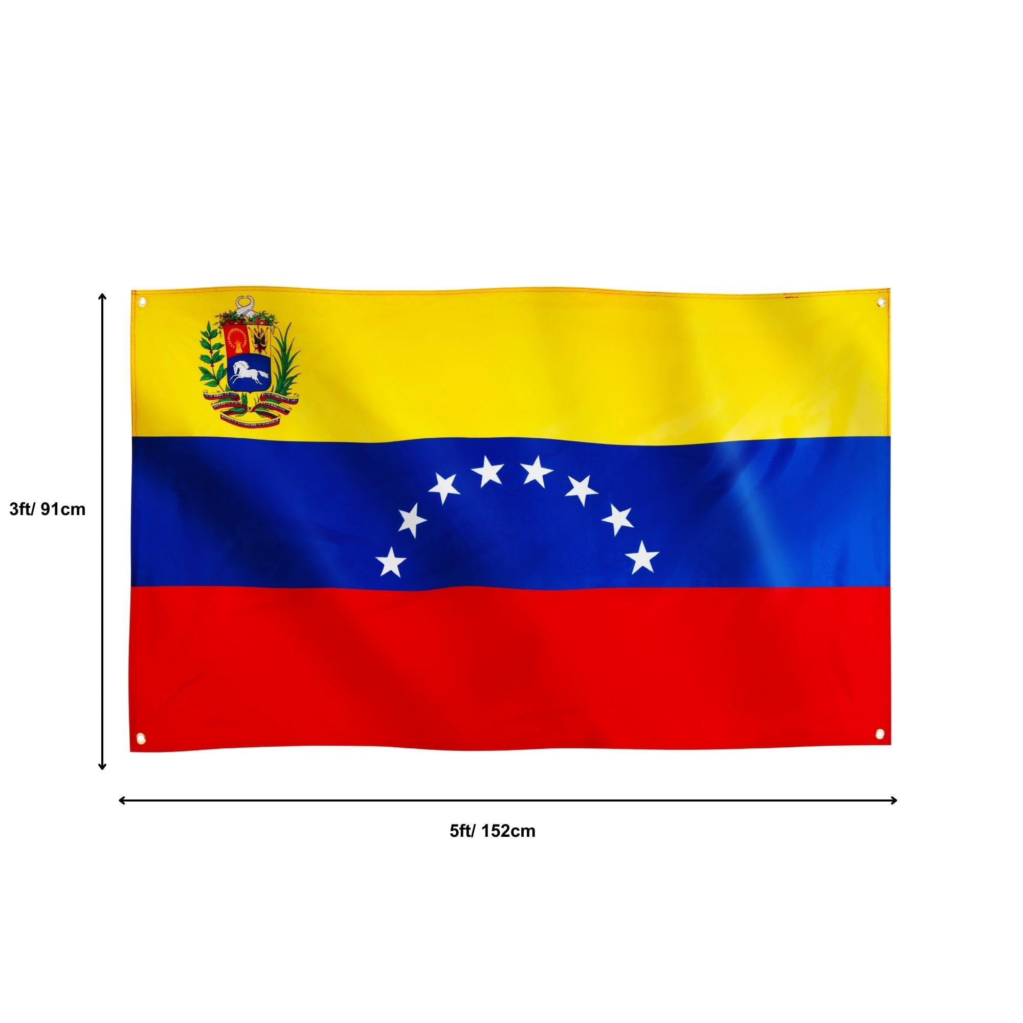 Runesol Venezuela New Flag, 91x152cm, 3ftx5ft, 8 Stars With Crest Flag, Venezuelan Flag - Image 2