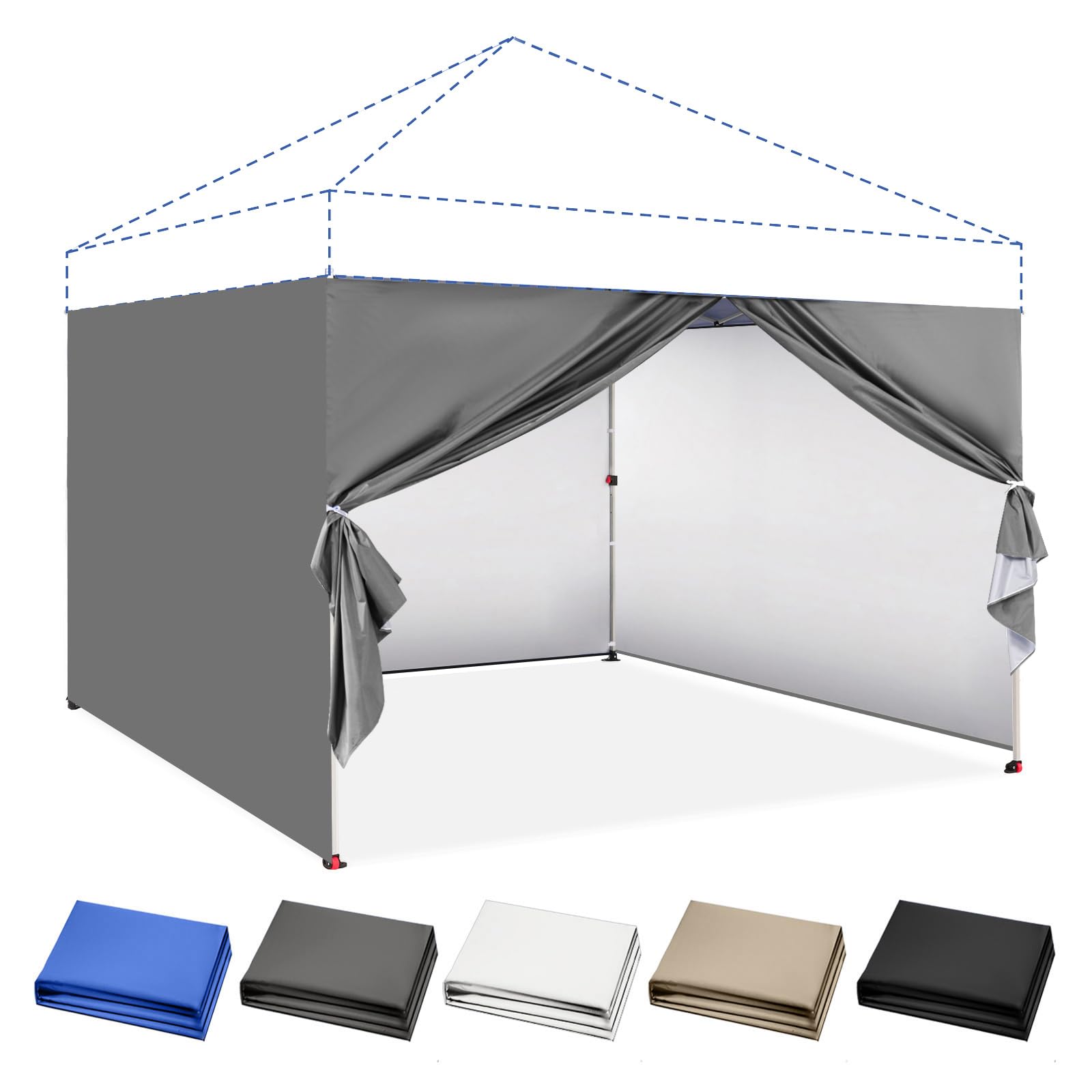 CROWN SHADES SunWall Silver Coated for 10x10 Pop up Canopy Tent, Sidewall Only with Silver Coating (4 Packs, Grey)