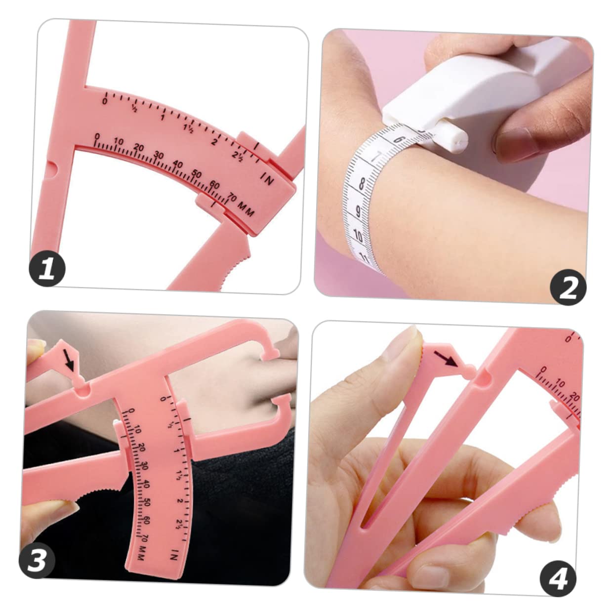 INOOMP 5sets Caliper Per Misurazione Grasso Corporeo Con Misuratore Di Circonferenza e Plicometro Strumento Di Misurazione Per Nutrizione e Fitness Compatte e Facili Da Usare