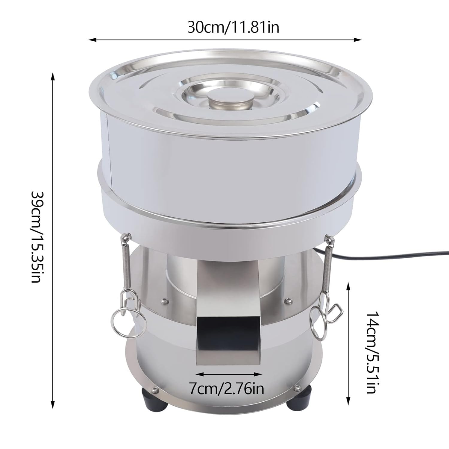 Tamiz de harina eléctrico, máquina agitadora de harina automática de 50 W, máquina tamizadora vibratoria eléctrica, máquina tamizadora de Acero Inoxidable para arroz y partículas,1800Mesh