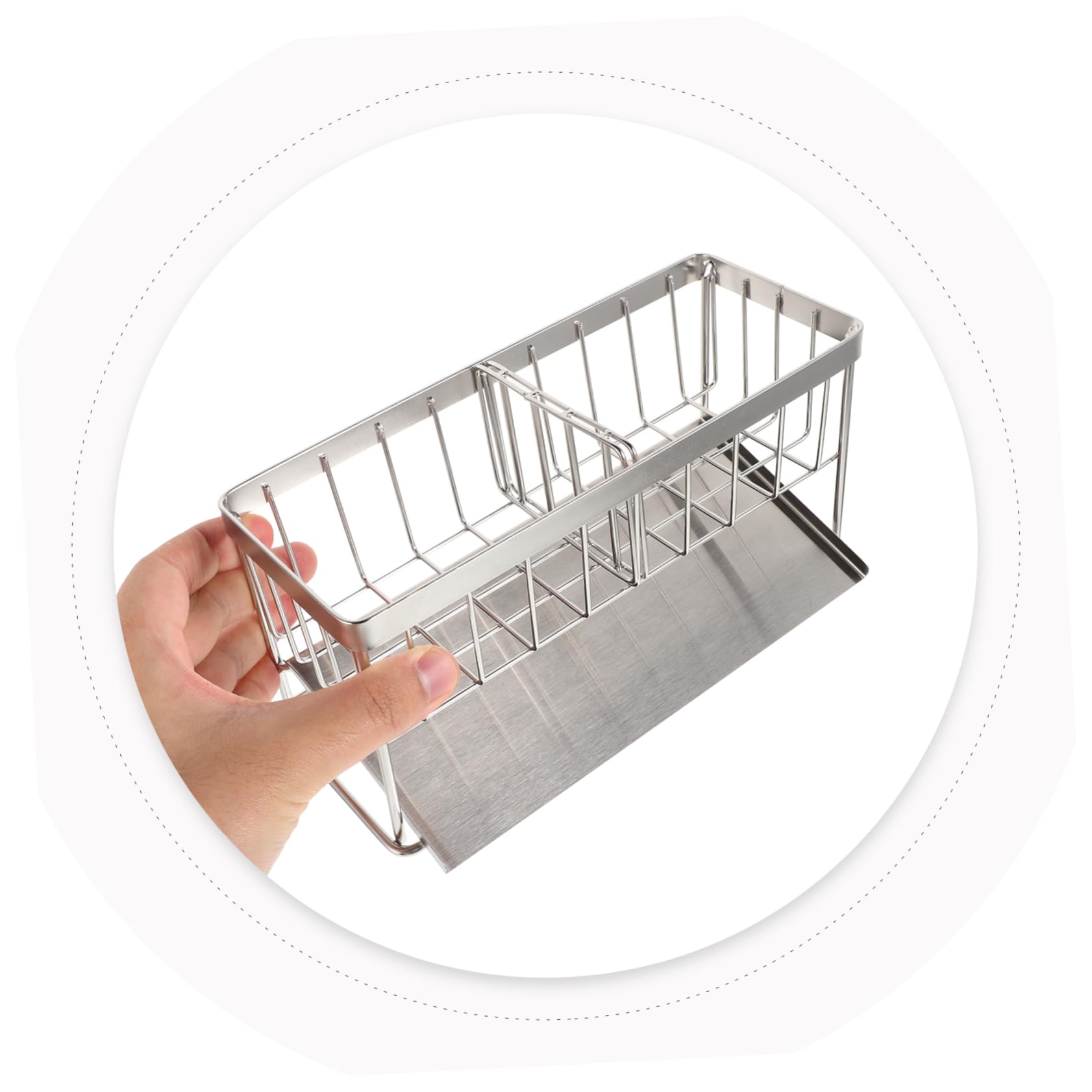 Organizer per Lavello Cucina Inossidabile Portaspugna e Porta Asciugamani con Vassoio Gocciolante Accessorio Multifunzionale per Cucina e Bagno Facile da Installare e Resistente