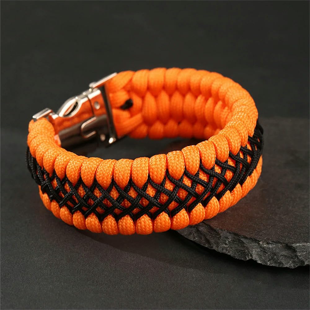 Vixda Men's Orange 7-Core Braided Paracord Rope Bracelet For - Handmade Outdoor Survival Wristband Camping Wristband Vintage Style Jewelry
