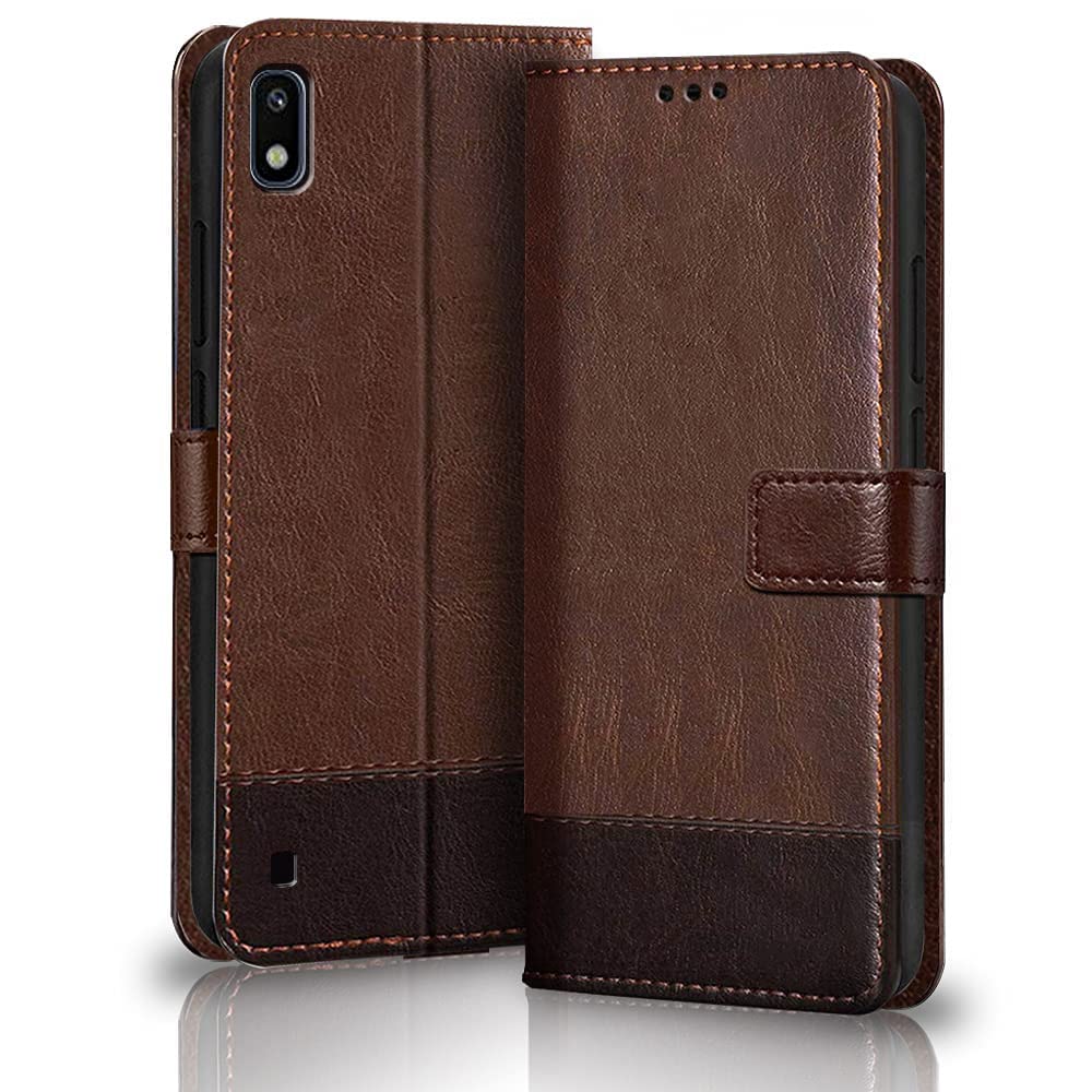 TheGiftKart Flip Back Cover Case for Samsung Galaxy A10 | Dual-Color Leather Finish | Inbuilt Stand & Pockets | Wallet Style Flip Back Case Cover for Samsung Galaxy A10 (Brown & Coffee) (B0BSTVHR8Y) Amazon Price History, Amazon Price Tracker