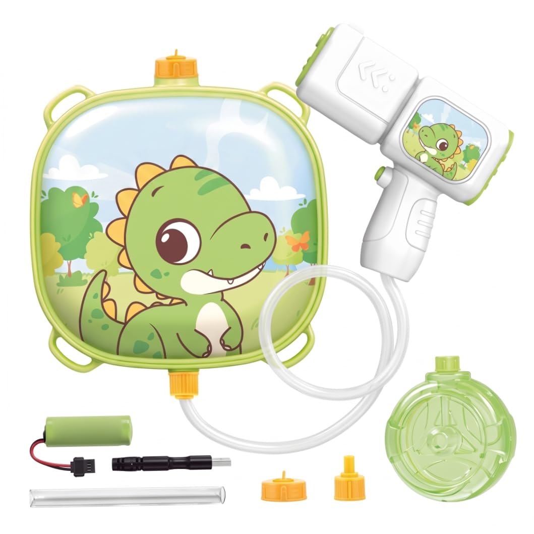 Zaino con pistola ad acqua con serbatoio da 1, 8 l - Zaino elettrico automatico che spruzza pistola per divertimento in spiaggia e in piscina, verde
