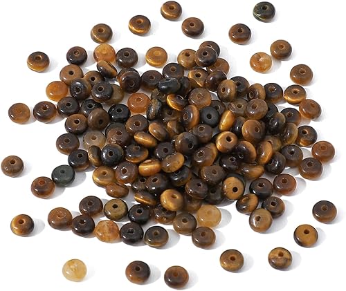 Miniatura 4 de Cuentas de piedra de disco de ojo de tigre amarillo natural de 0.156 x 0.079 pulgadas, 160 cuentas de piedras semipreciosas sueltas para diseño de
