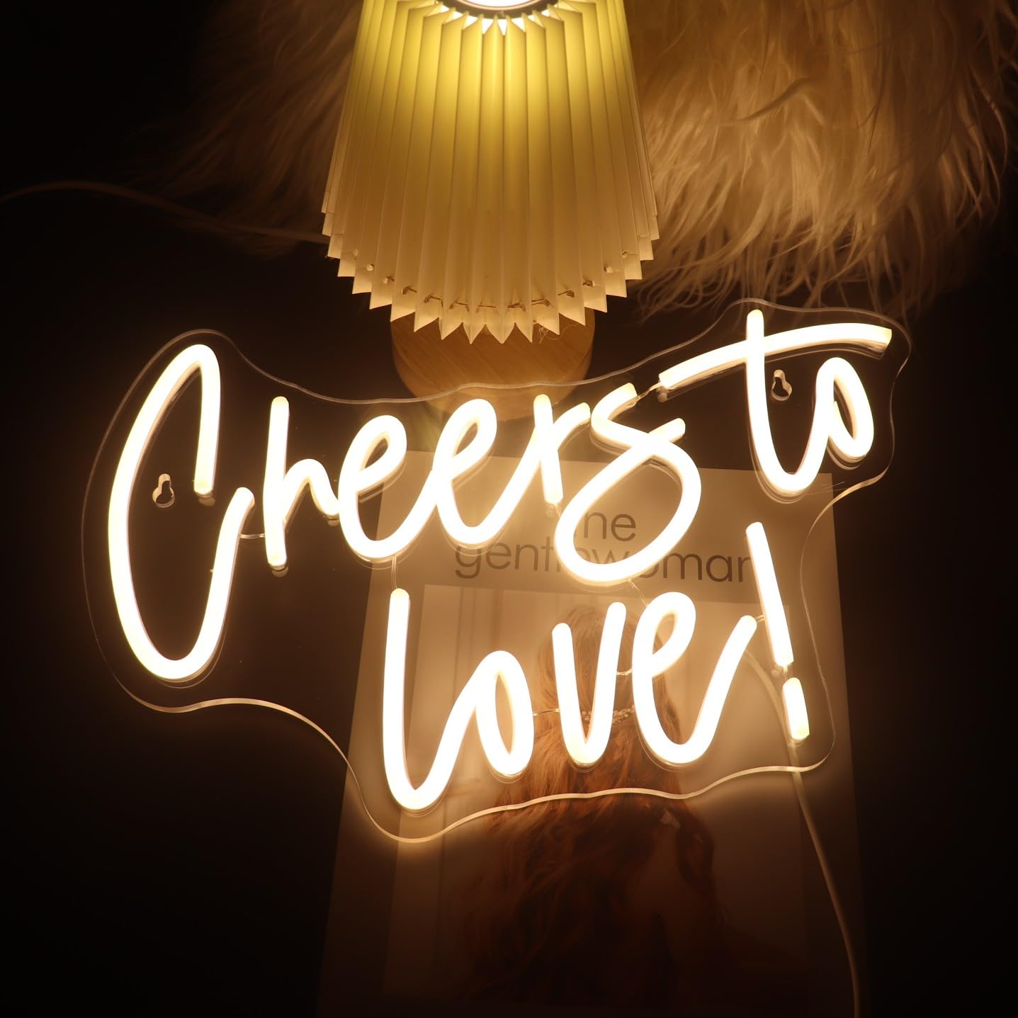 QiaoFei Led Cheers To Love Neon Sign Word/Letters USB Powered with Dimmer Switch Neon Lights for Room Home Bar Art Wall Party Window Living Room Decor Wedding Wall Hanging Decoration (Warm white)