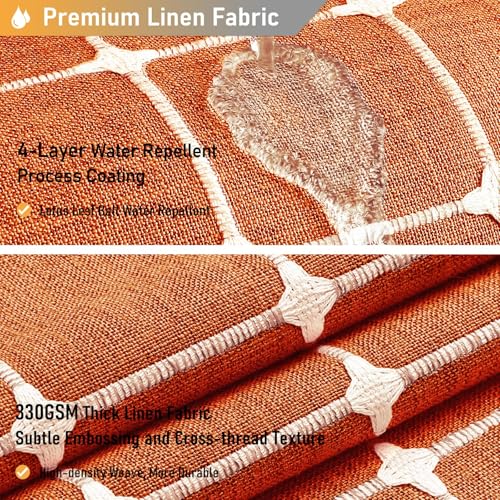 Image of BTTN 60 Inch Stall Shower Curtain - Boho Farmhouse Linen Weighted Fabric Shower Curtain Set with 10 Plastic Hook, Narrow Bohemian Country Decorative Shower Curtains for Bathroom - 60x72 - Brunt Orange