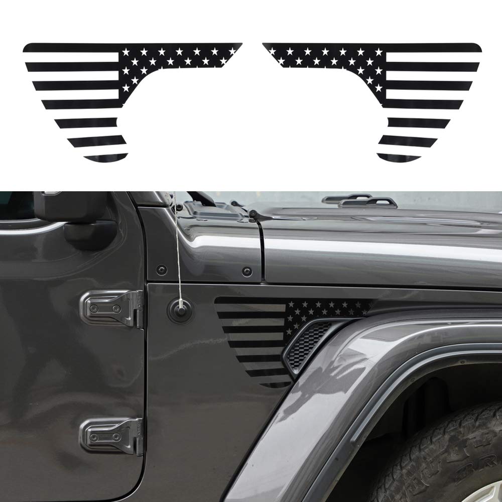 BORUIEN Precut Side Fender Vent American Flag Vinyl Decal Decor for Jeep Wrangler JL 2018-2021 & for Gladiator JT 2018-2021