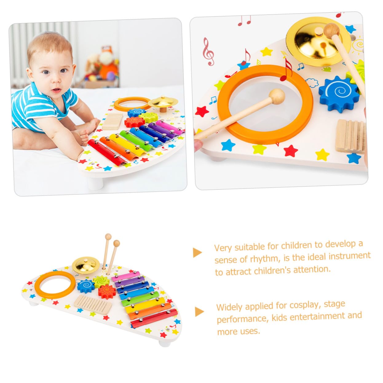 UPKOCH Strumenti Musicali Giocattolo Per Ragazzo Ragazza Ragazza Piccoli in Legno Giocattoli Percussione Manuali Educativi Per Sviluppo Del Senso Del Ritmo