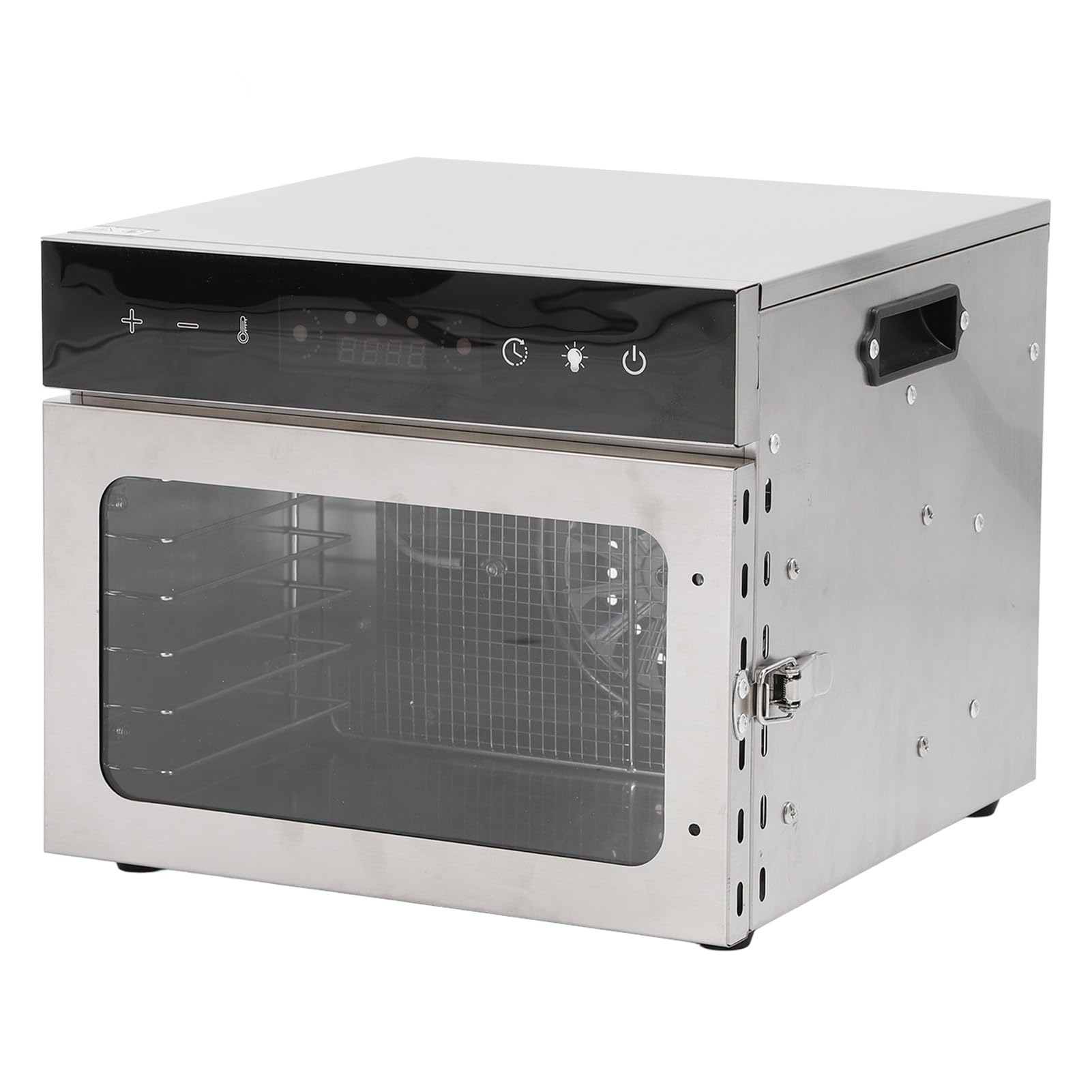 Fdit Disidratatore Alimenti 6 Vassoi in Acciaio Inox, Timer Digitale Controllo Temperatura 70-190°F per Carne Secca, Frutta, Snack per Cani, Prevenzione Surriscaldamento, (Spina europea 220 V)