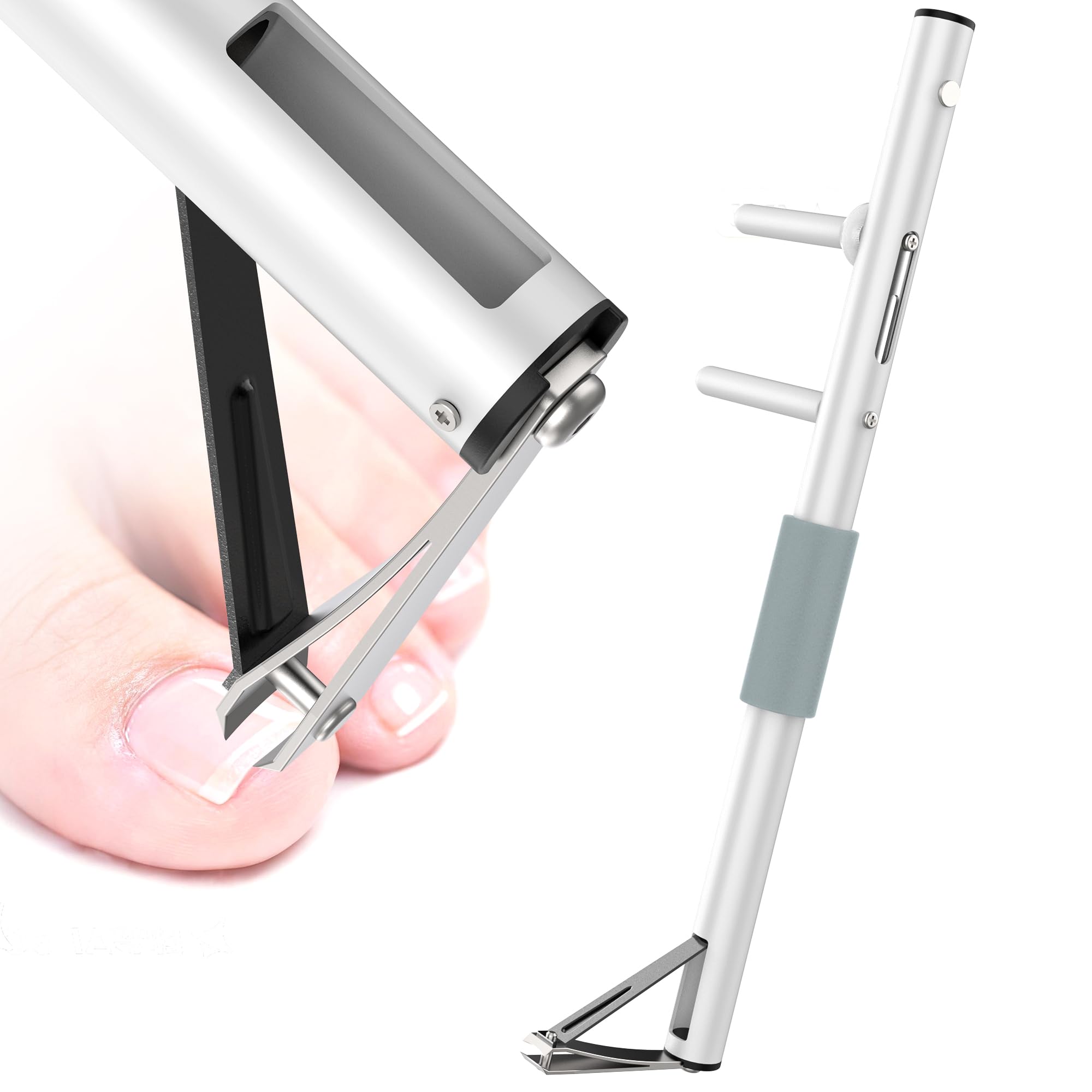 Cortaúñas de mango largo, apertura ergonómica de mandíbula ancha, ideal para uñas gruesas, personas mayores, personas con sobrepeso, personas con artritis, cortaúñas de fácil alcance (XS-16/40 cm)