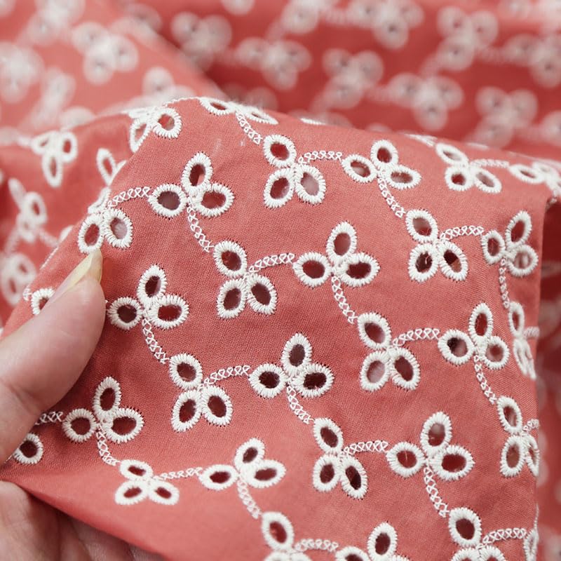 Tissus Couture Tissu en coton brodé ajouré, doux et respirant, for robe de printemps d'été, vente gros, matériel couture, bricolage(1,1 meter)