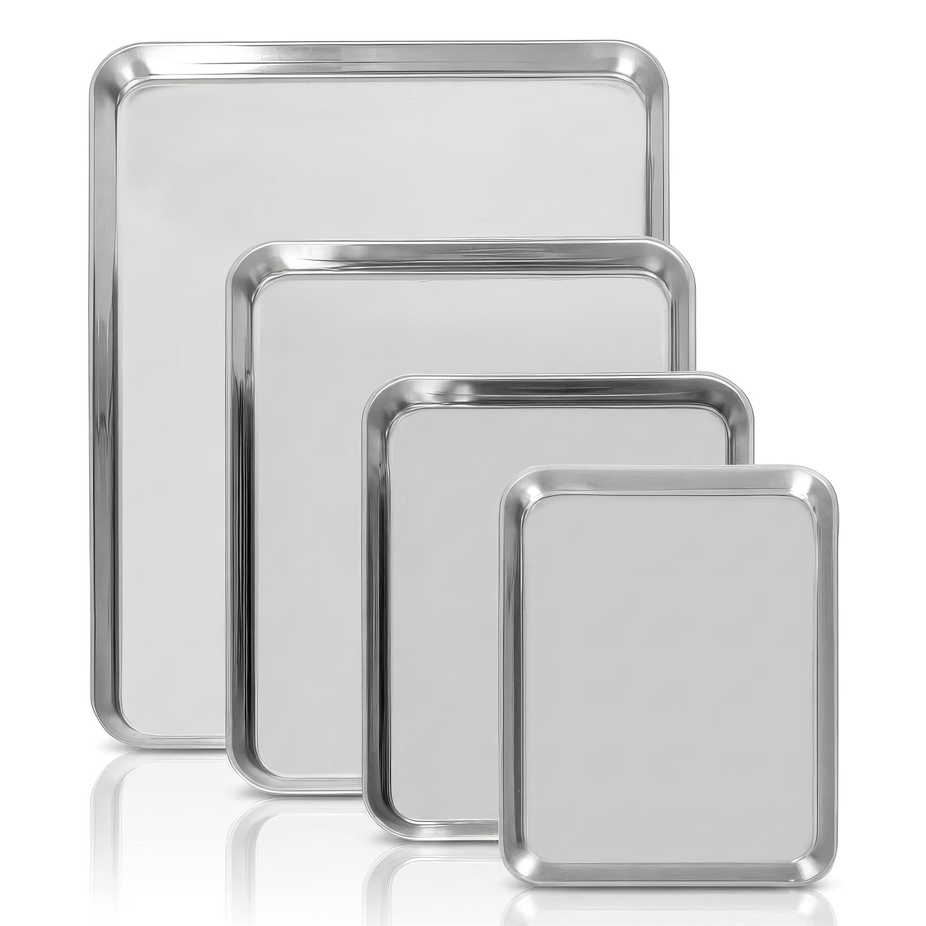 Argon Tableware Stainless Steel Baking Tray Set 4 Piece Roasting Trays