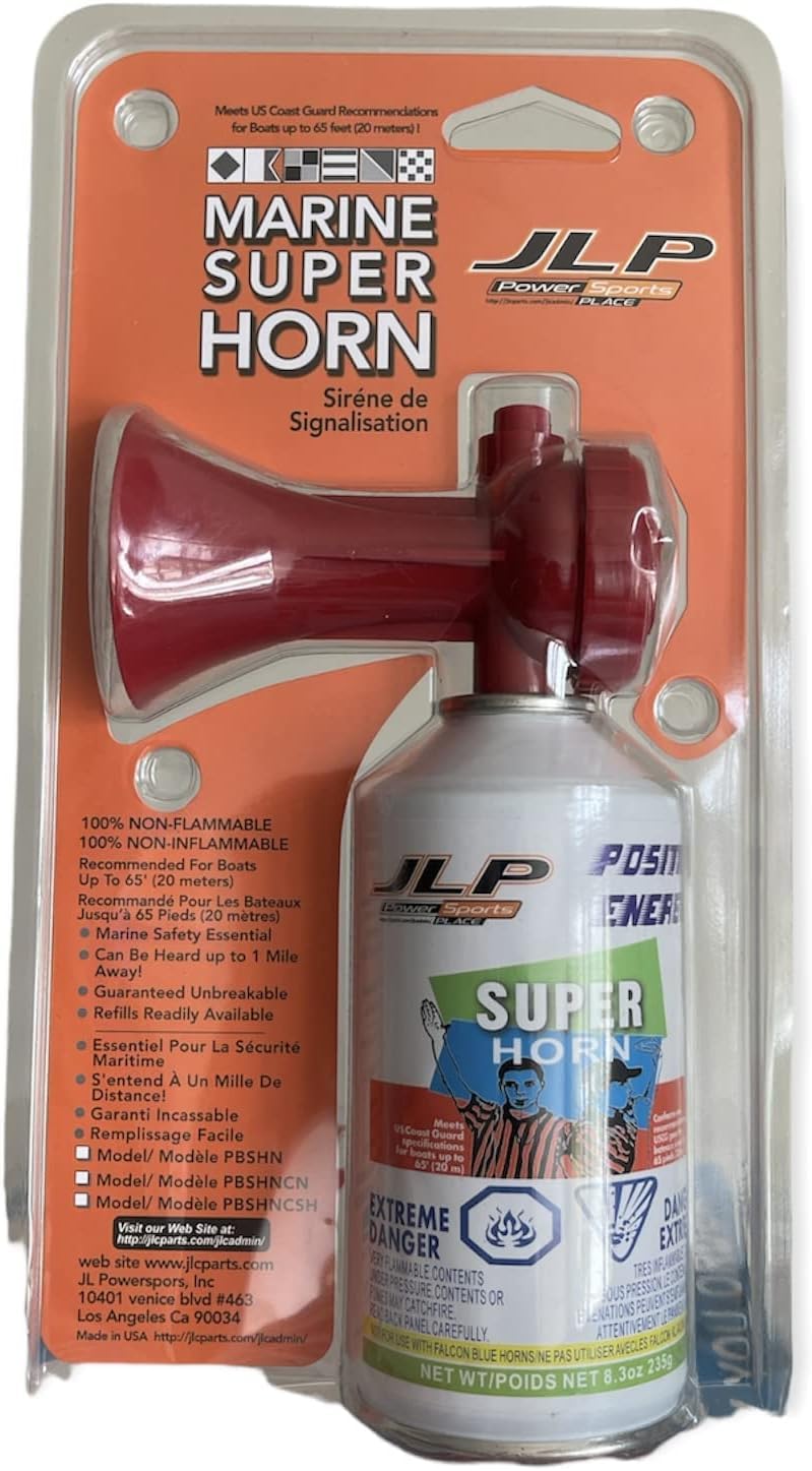 Air Horn – Large Size (8.3 oz), Loud 1 Mile Range, Meets EPA & USCG Standards – Great for Boat & Marine Safety, Ideal for Sporting Events Emergency