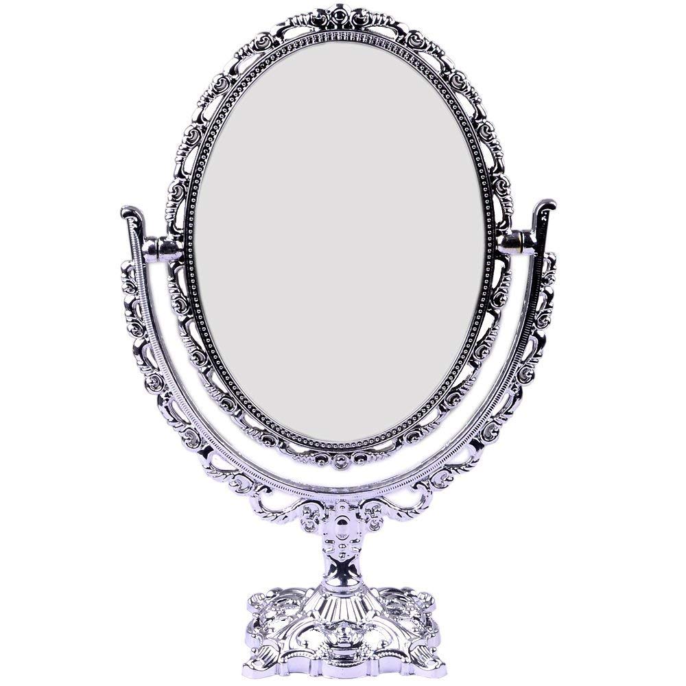 Table Fancy Mirror by M A GIFTS Mirror. H:12.5 * B:8 INCHES. Oval Shaped Mirror (Extra Large Size) (Silver Oval Fancy Mirror XL)