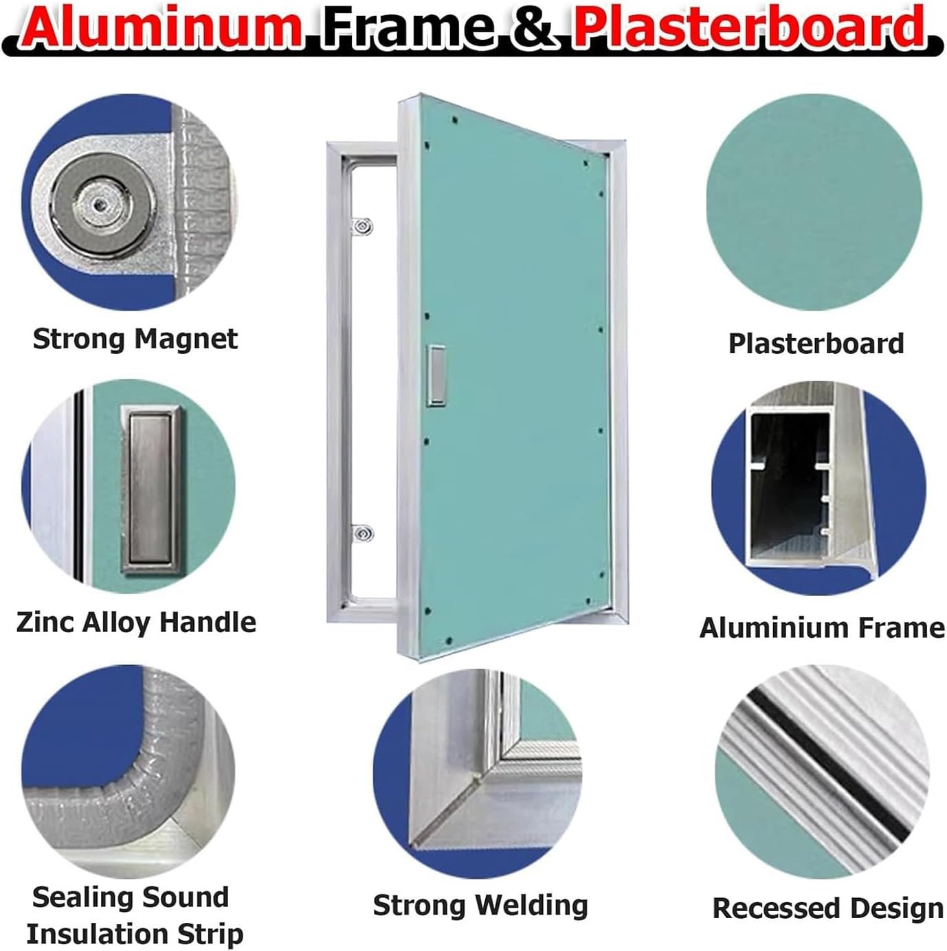 Large Aluminum Frame Gypsum Inspection Door, Recessed Concealed Door with Handle & Lock, Paintable Drywall Access Panel for Plumbing Electricity HVAC(27.5 * 59in/70 * 150cm)