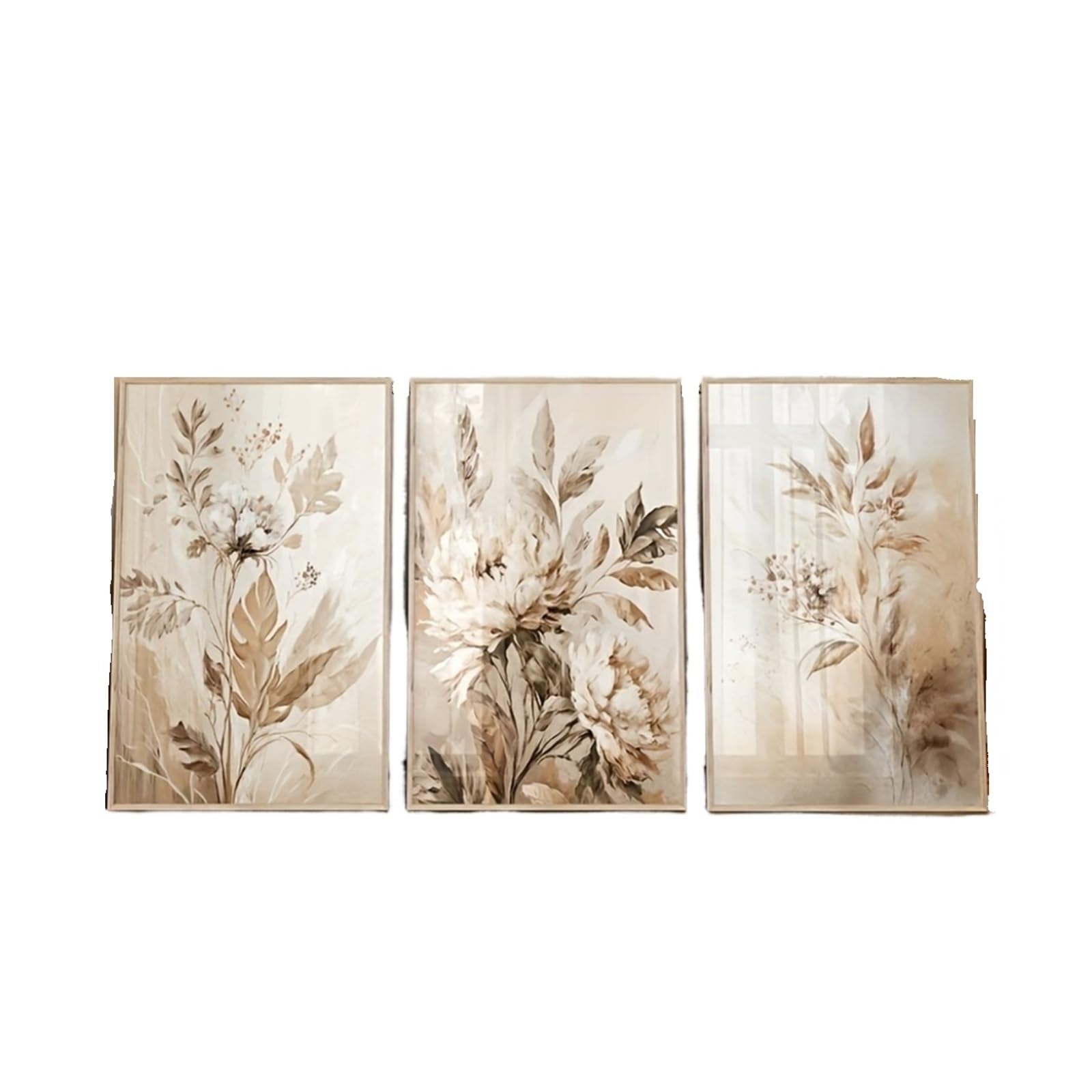 Graiting 3pcs Beige Floral Wall Art Botanical Print Posters Living Room Decor Canvas Poster Prints Home Gifts(30x40cm Unframe)