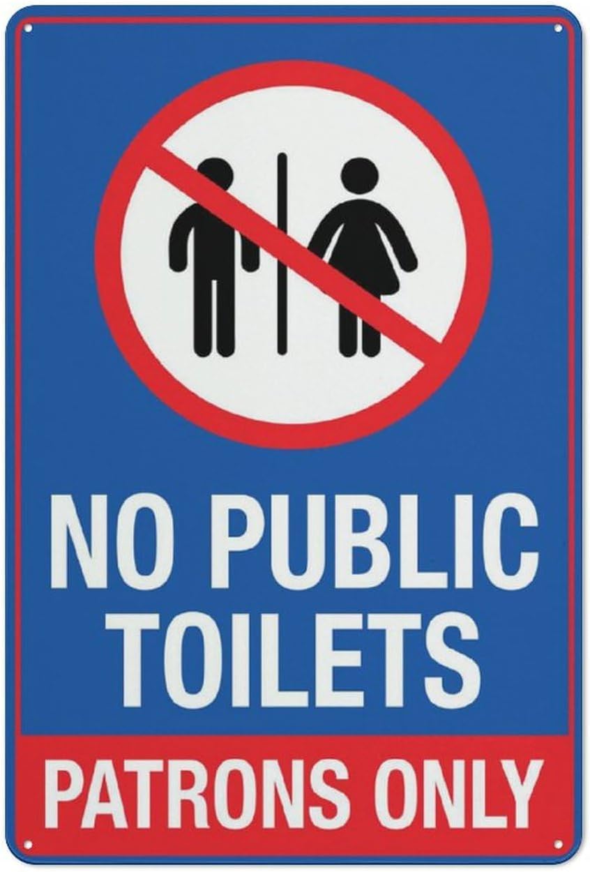 No Public Toilets Patrons Only Vintage Metal Art Easter Day Tin Sign Man Cave Bar Game Room Wall Decor 8x12 Inch
