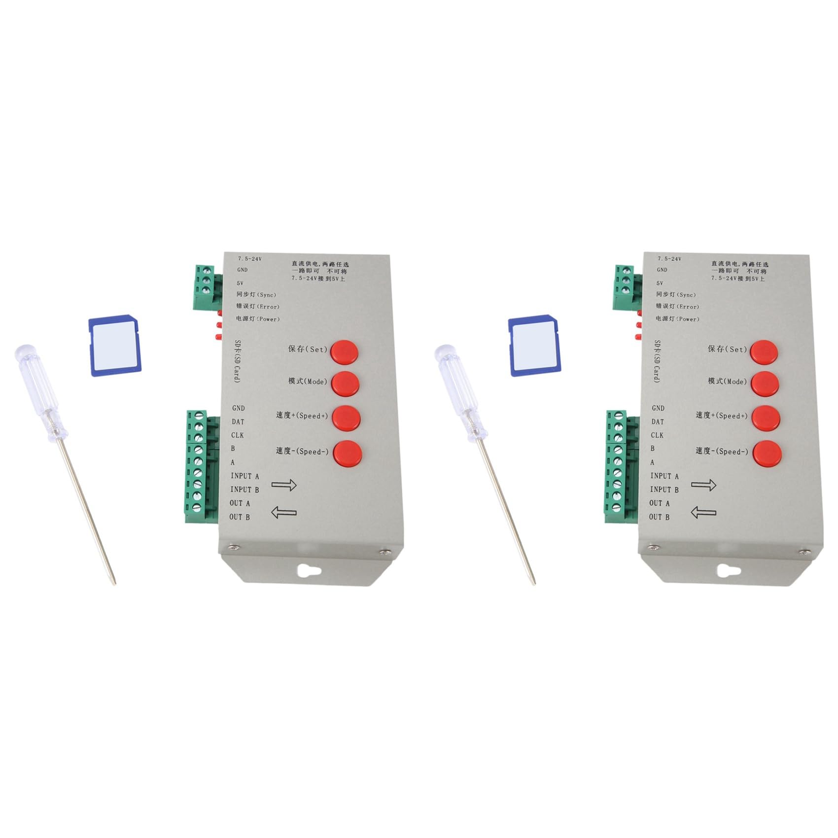 Jnchdghwa 2X RGB LED Controller T1000S SD Card 2048Pixels Controller for WS2801 WS2811 WS2812B SK6812 LPD6803 LED Strip Light