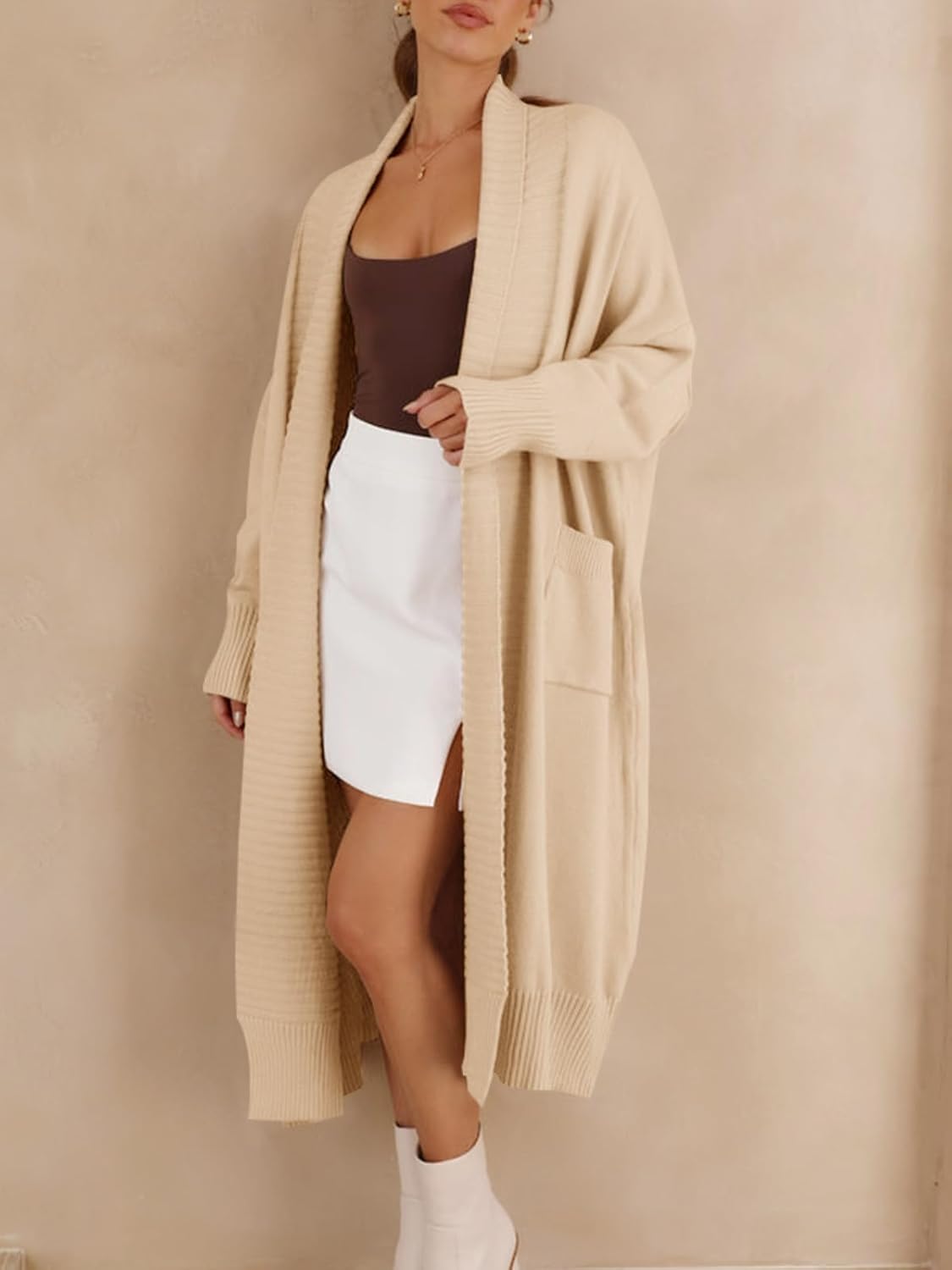 Danedvi Womens Long Cardigan Sweaters 2025 Fall Chunky Knit Oversized Slouchy Open Front Warm Coats with Pockets - Image 5