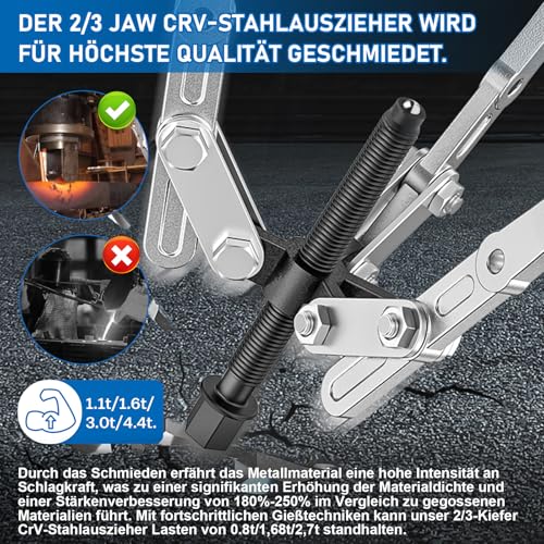 12” Lagerabzieher 50-300mm, 2-/3-armig Außen-/Innen Abzieher Satz, Kugellager Abzieher Einstellbare, Parallelabzieher Zahnräder Zahnradlager Abzieher für Rotoren Radlager KFZ Auto, CRV-Stahl