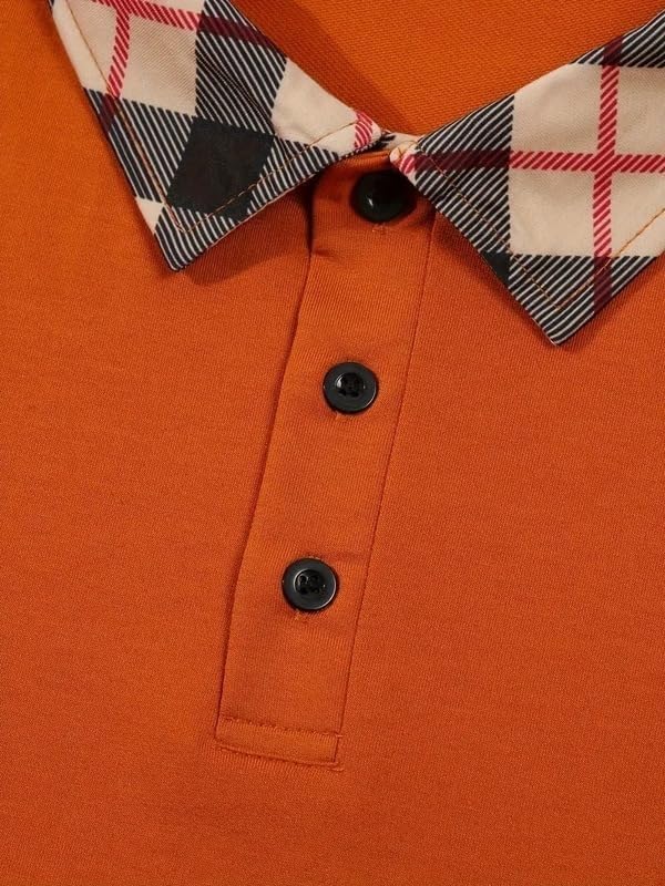 Mens Casual Polo Shirt Classic Buttoned Henley Neck Basic Short Sleeve Fashionable Golf Collar Shirt - Image 6