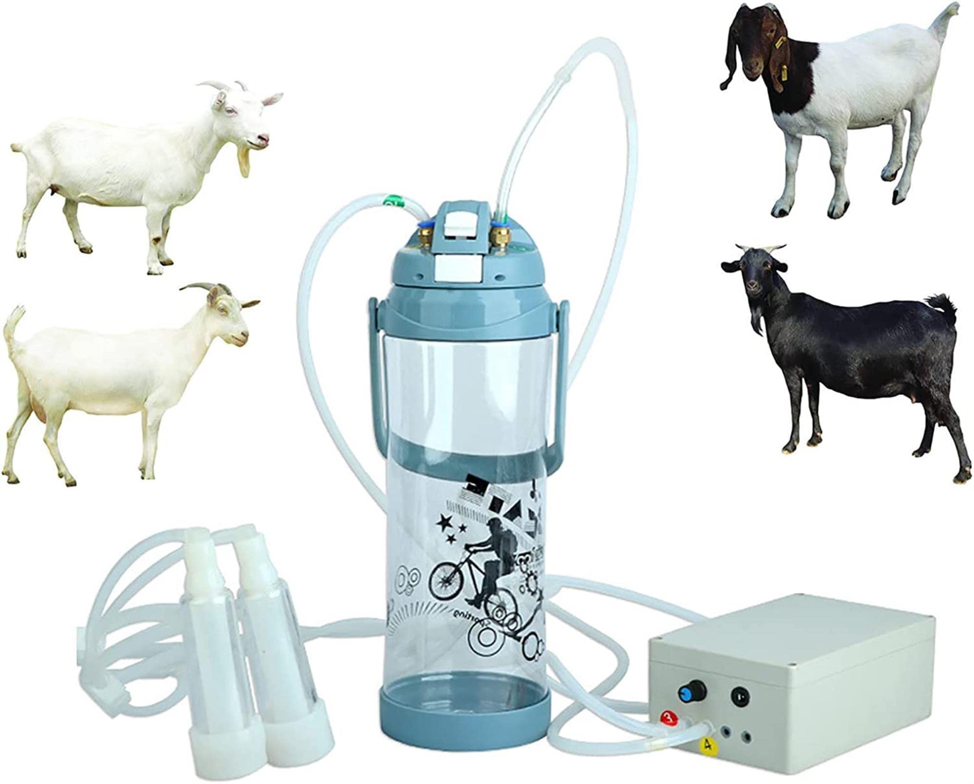 sjdoPulse Electric Milking Machine For Goats, 3L Electric Milking Machine Kit, Portable Electric Milking Machine With Double Heads Milking, Household Electric Goat Sheep Cow Milking Machine