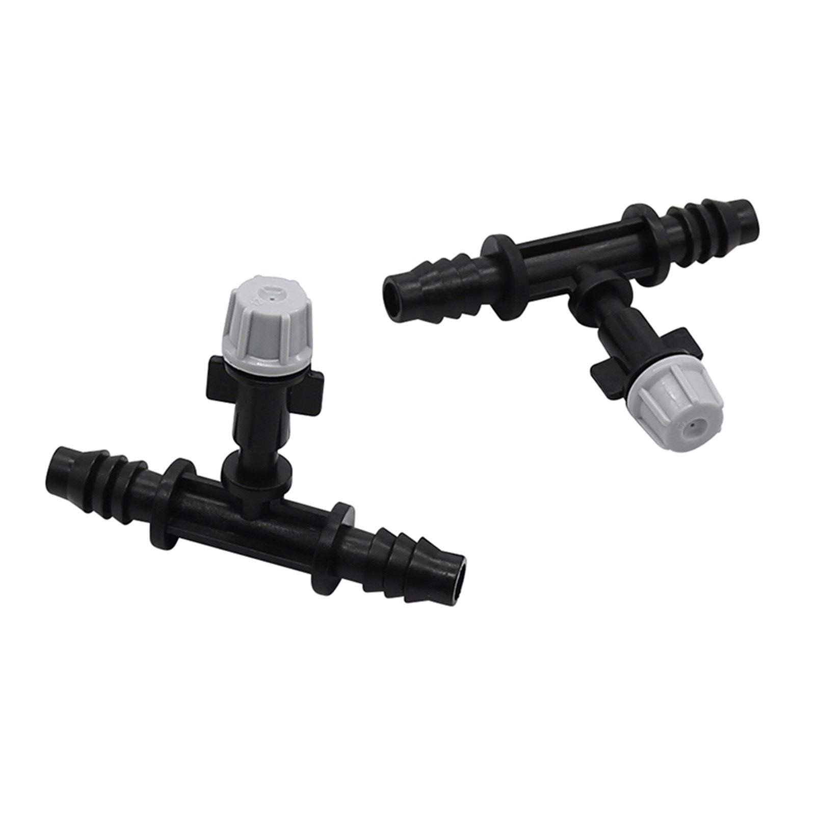 Xiaochen Annaffiatura del Giardino irrigazione del Prato in 3/8" Grey atomizzazione ugello + Tre Vie Serra Comune agricolo Giardino di irrigazione del Prato Spray Testina di erogazione 100 Pezzo