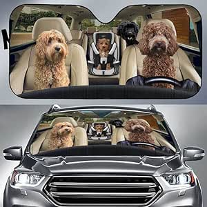 452 Front Window Sunshades Funny Cockapoo Dog Family Driving Front ...