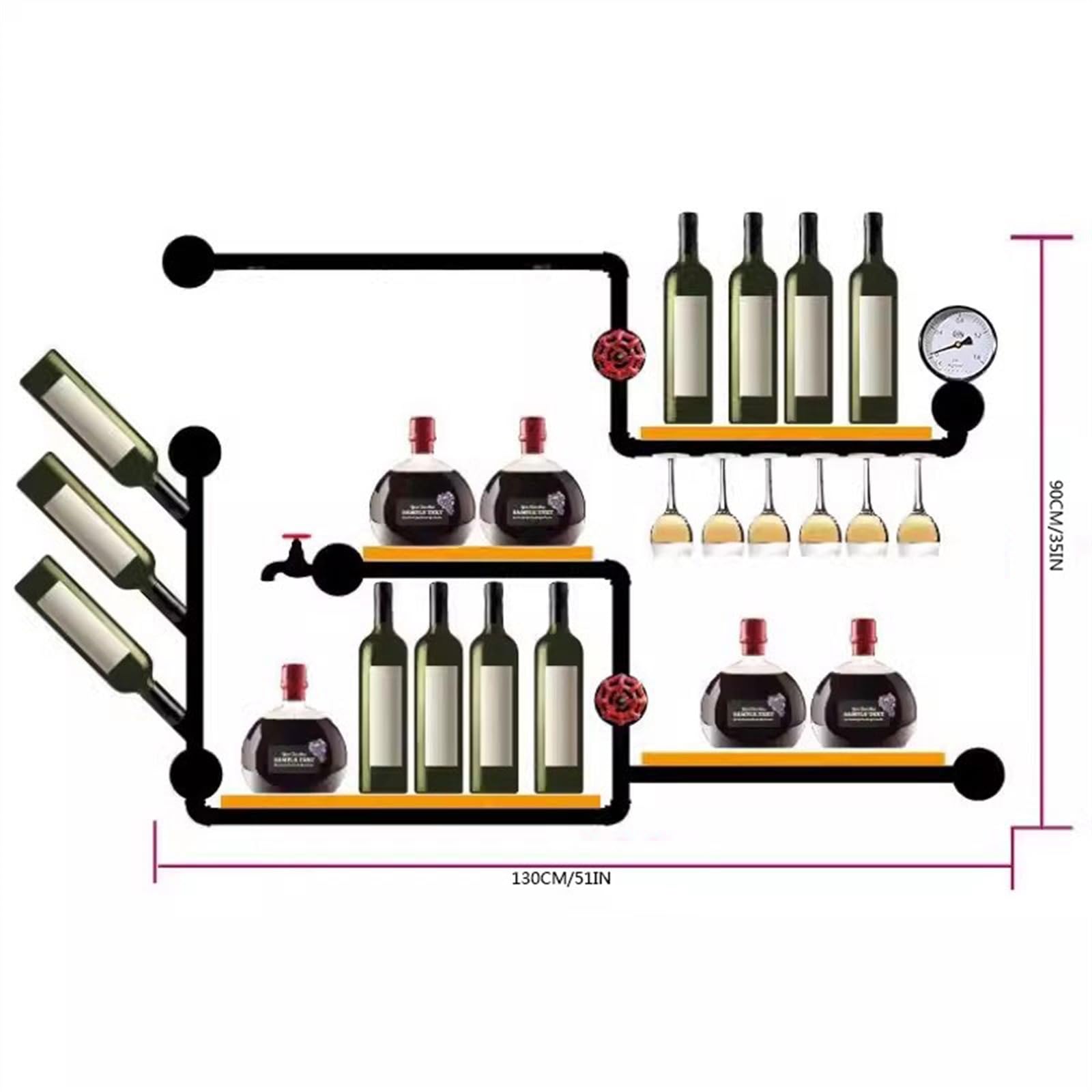 Stojak na wino Stojak na wino Rura żelazna Lodówka do wina Domowa naścienna dekoracyjna półka Kreatywny styl industrialny