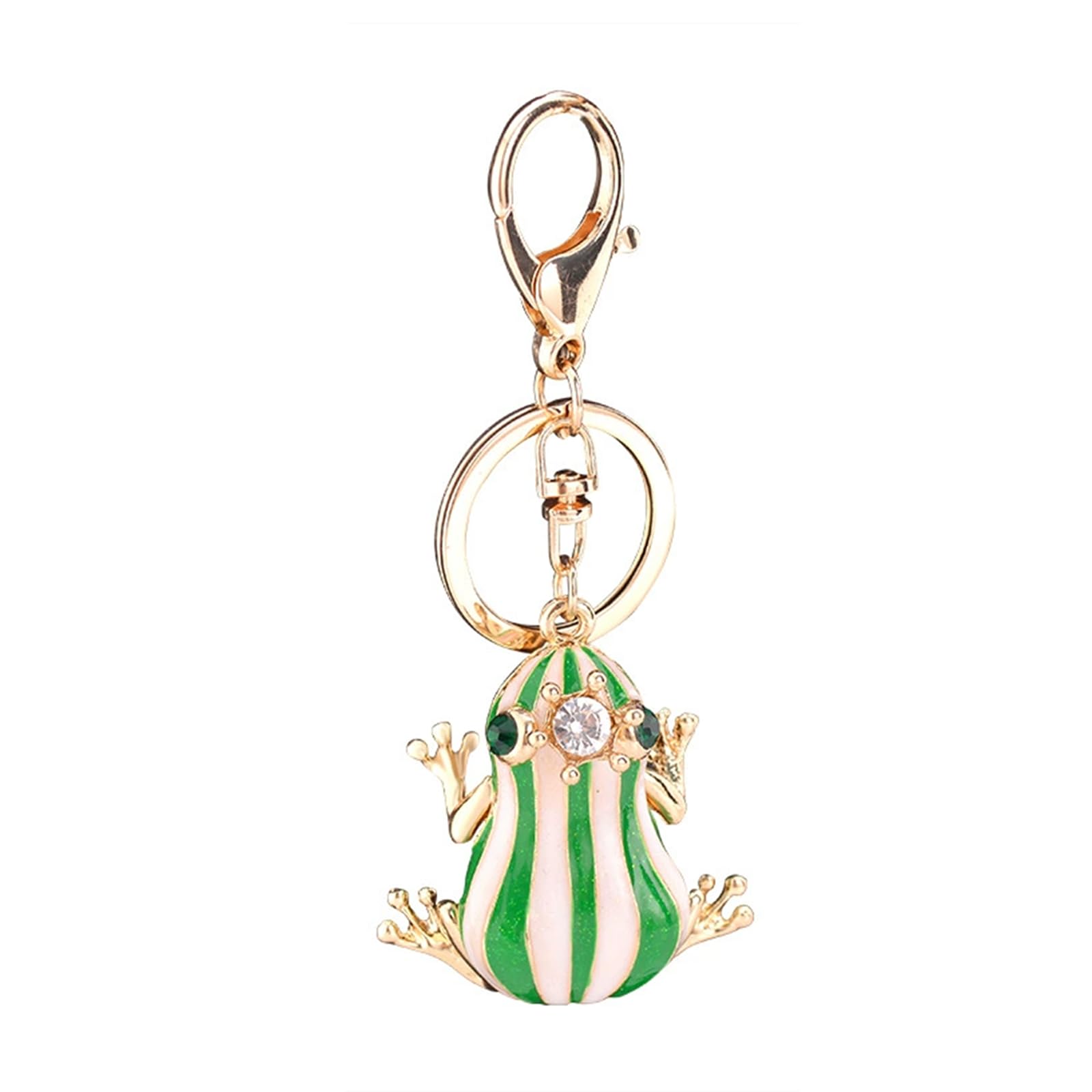 PYOAGT Crown Frog Keychain -Handcrafted Purse Charm for Women, Multi-functional Vibrant Green Key Chains for Bags, Backpacks