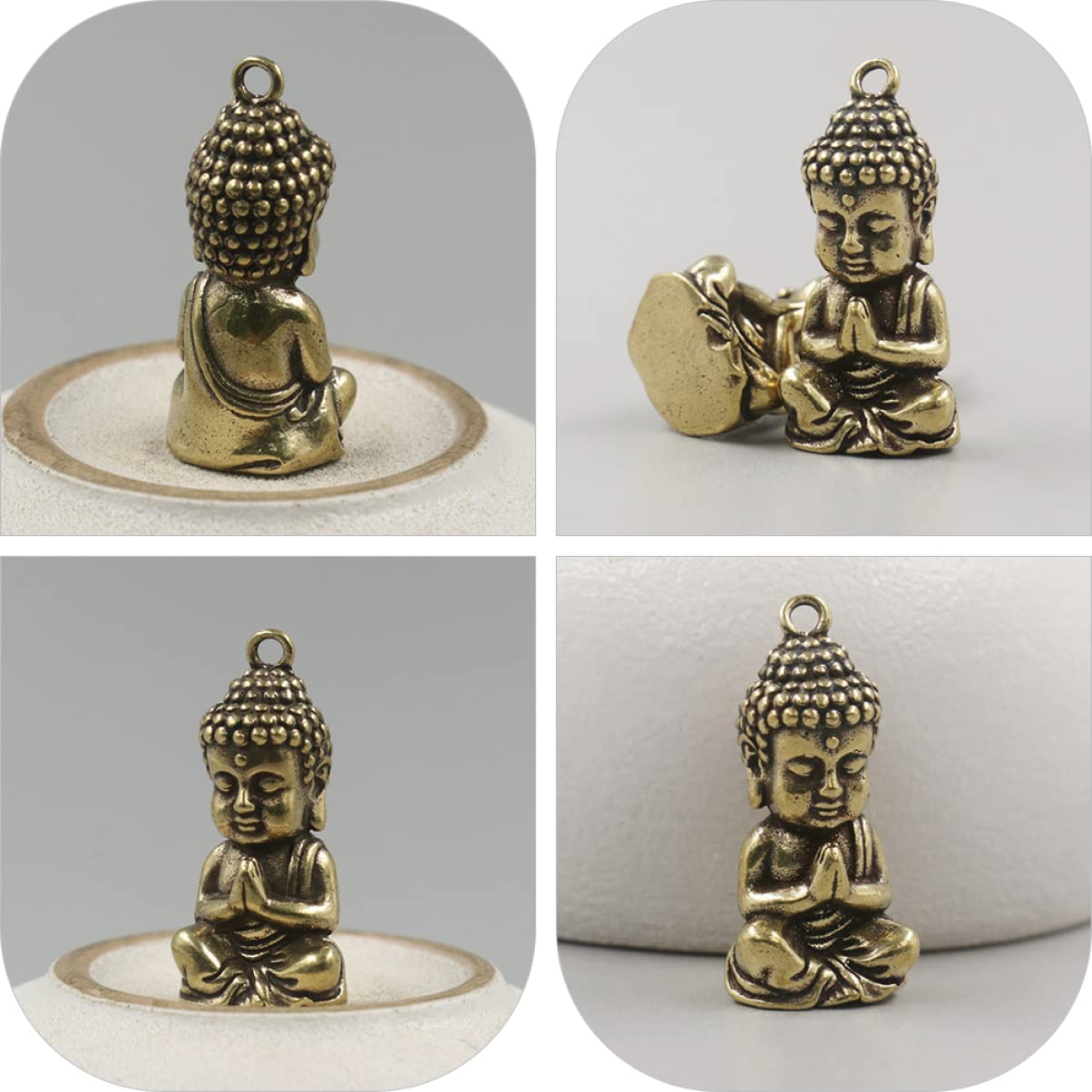 CIYODO Auspicious Buddha Keychain Pendant 1.18 Inch Vintage Miniature Buddha Charm Keyring for Diy Crafts Bag Decoration - Image 4
