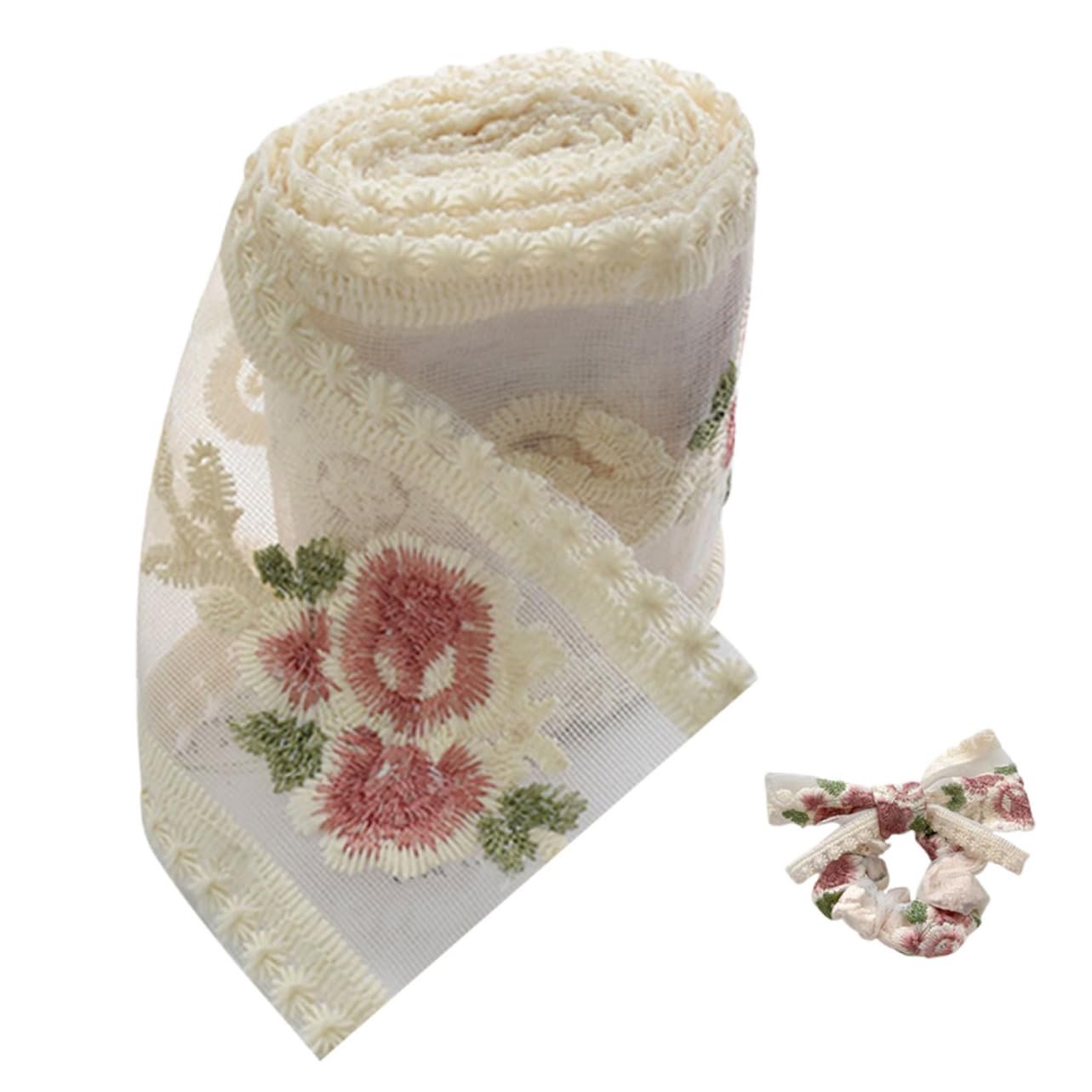 5 Rollos De Encaje Bordado Con Diseño De Flor De Rosa Elegante Decoración Para Cuello De Falda Hecha A Mano Suministros De Costura 100%