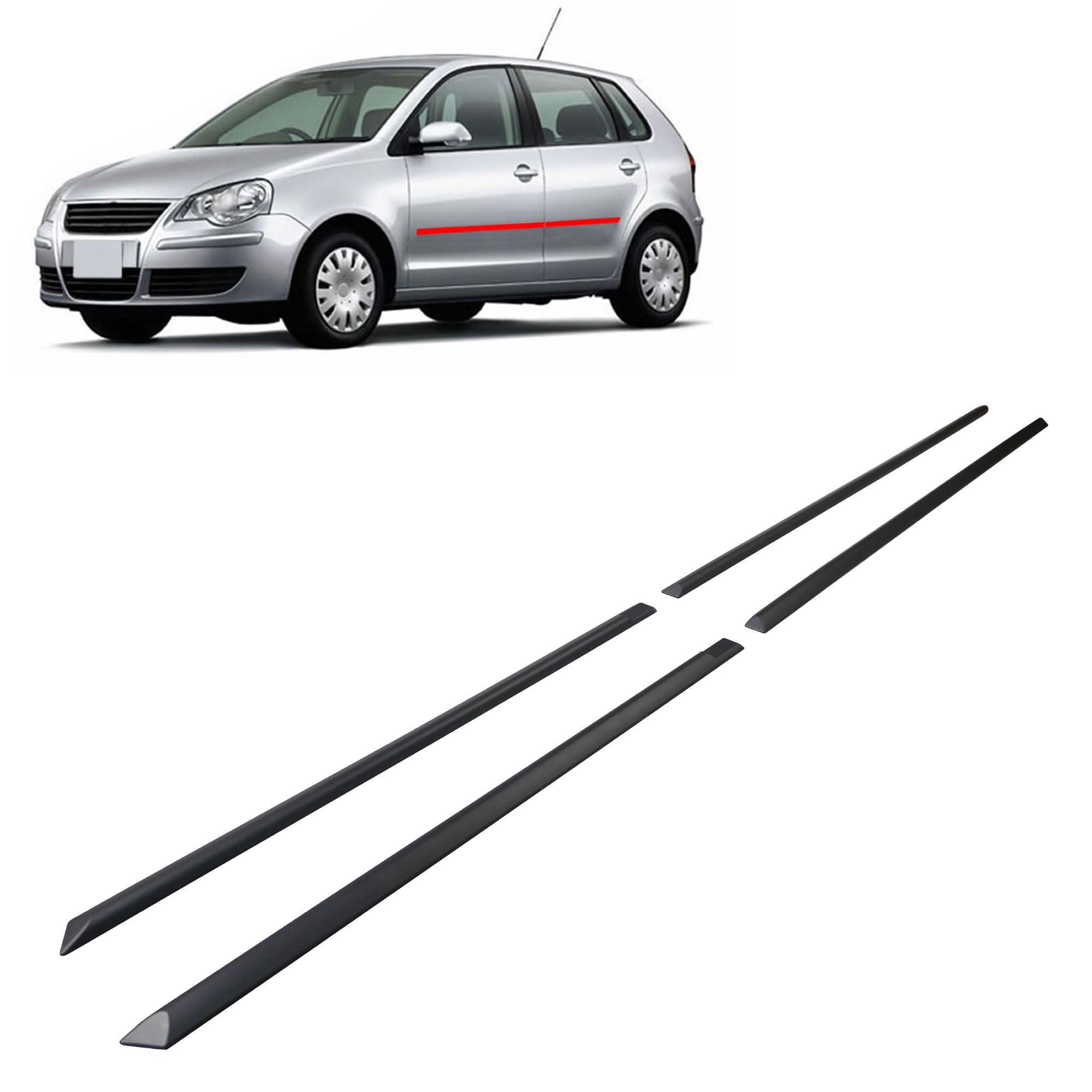 CHROMEMASTER | Listwy boczne drzwi | Kompatybilne z VW Polo 5 Drzwi Hatchback 2001-2009 | Poliuretan, Kolor Czarny | Listwy Boczne Zabezpieczają Drzwi Samochodu Przed Uszkodzeniem