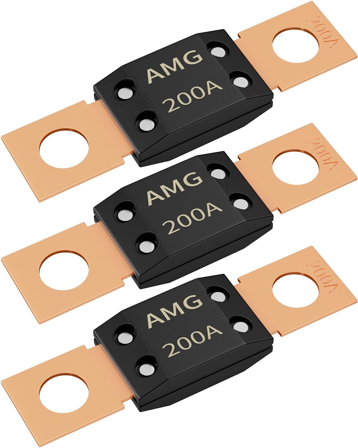 Joinfworld 3Pcs 200A MEGA Fuse, High Current Bolt Mount Automotive 200 Amp MEGA/AMG Fuse for Cars, Trucks, Construction Vehicles, Buses, Caravan Cars, Boats