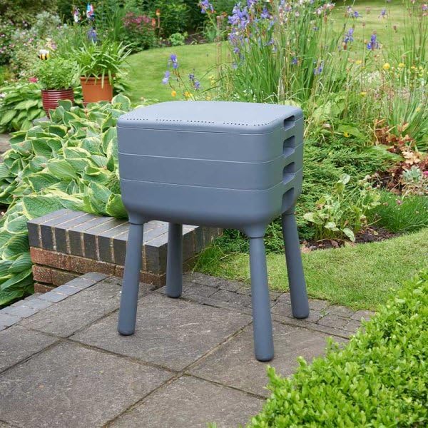 Garden Mile 3 Tray Wormery Composter - Worm Compost Bin Outdoor Complete Worm Composter Kit Large Outdoor Compost Storage Bins for Recycling Food Waste Organic Waste Compost